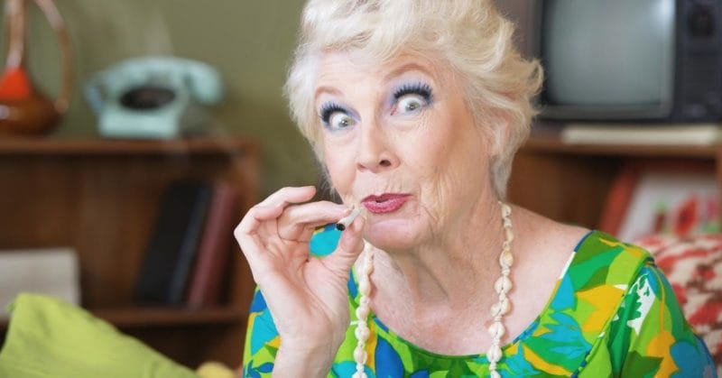 older white woman smoking weed