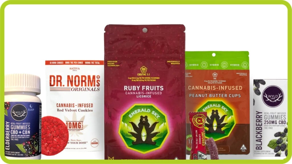 image of different cannibis products edibles