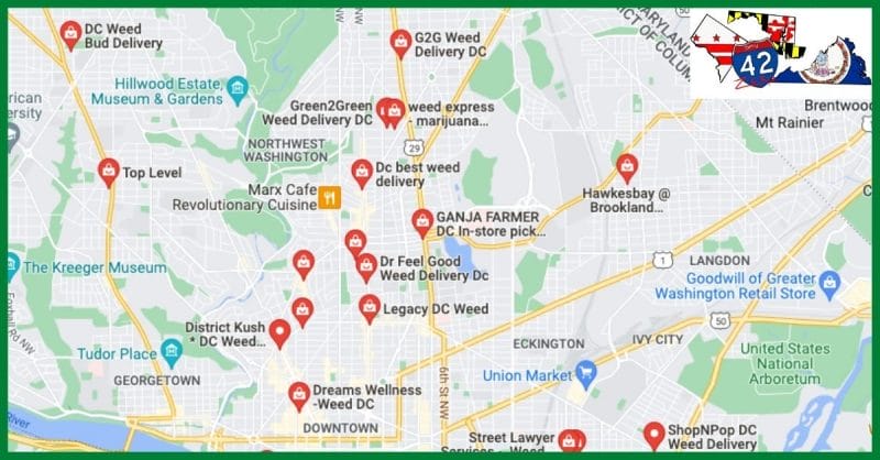 map of dc weed shops