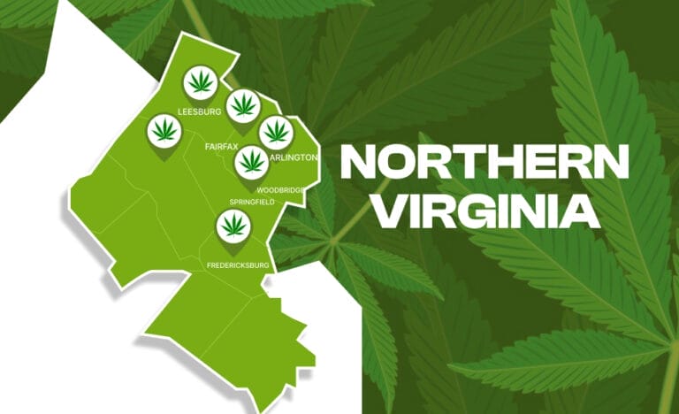 Map of Northern Virginia highlighting areas served by top weed delivery services